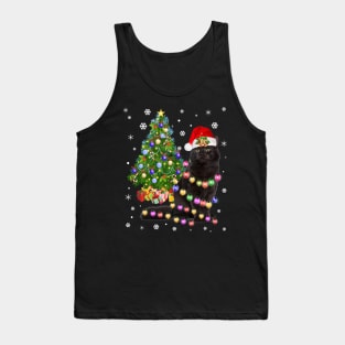 Black Cat christmas light tshirt funny cat lover christmas Tank Top